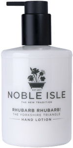 Cloak your hands in the bittersweet scents of rhubarb, rich in vitamin C and calcium with our original Rhubarb Rhubarb! Hand Lotion by Noble Isle