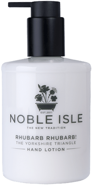 Cloak your hands in the bittersweet scents of rhubarb, rich in vitamin C and calcium with our original Rhubarb Rhubarb! Hand Lotion by Noble Isle