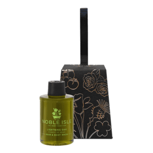 Black Trinket Box with a 75ml bottle of green Lightning Oak hair and shower gel