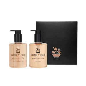Luxury Rhubarb Rhapsody Duo gift set featuring a bath & shower gel and hand wash.