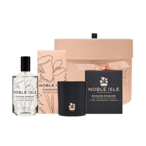 The Rhubarb Signature Collection gift set containing a luxury room fragrance and 200g single wick candle.