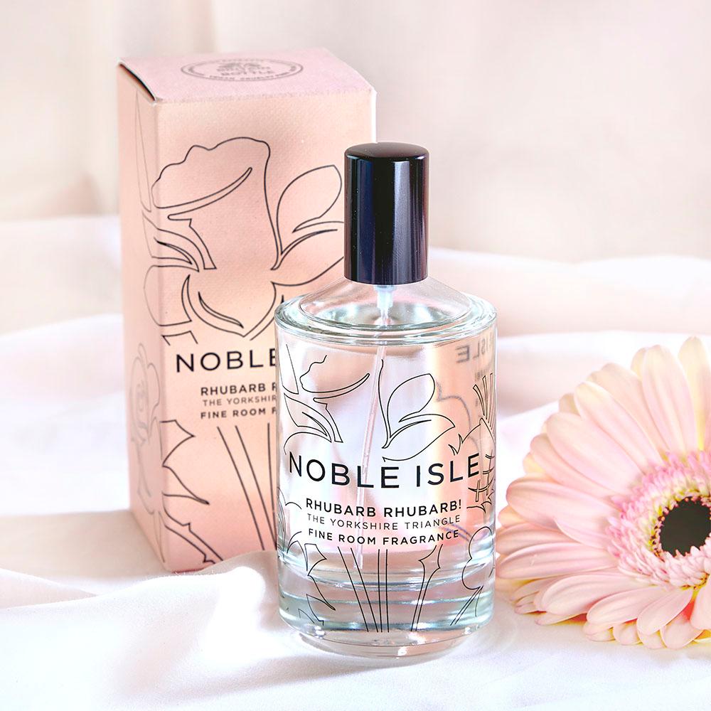 The Rhubarb Signature Collection gift set containing a luxury room fragrance and 200g single wick candle.